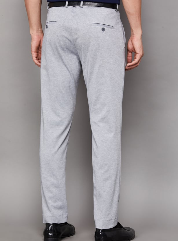 LOUIS PHILIPPE Solid Regular Fit Formal Trousers