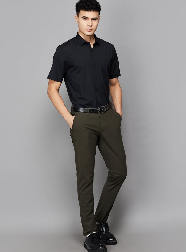 LOUIS PHILIPPE Solid Regular Formal Trousers