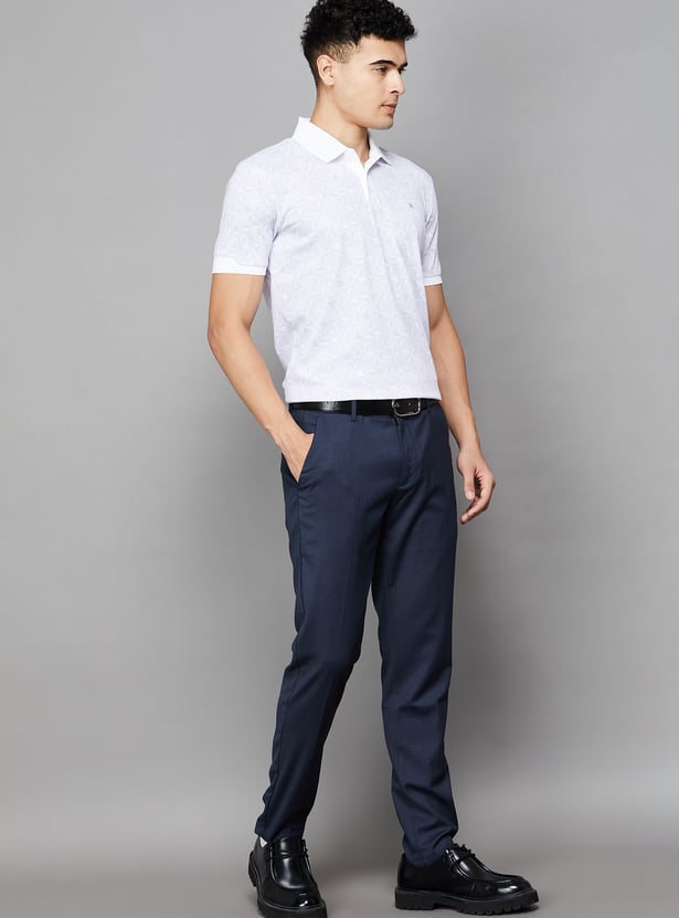 LOUIS PHILIPPE Solid Comfy Tapered Fit Formal Trousers