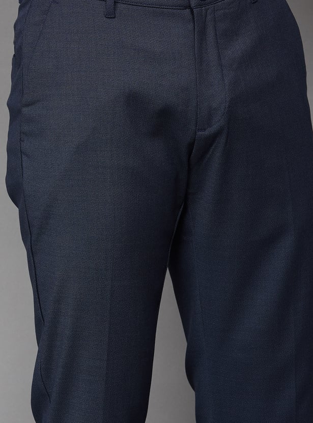 LOUIS PHILIPPE Solid Comfy Tapered Fit Formal Trousers