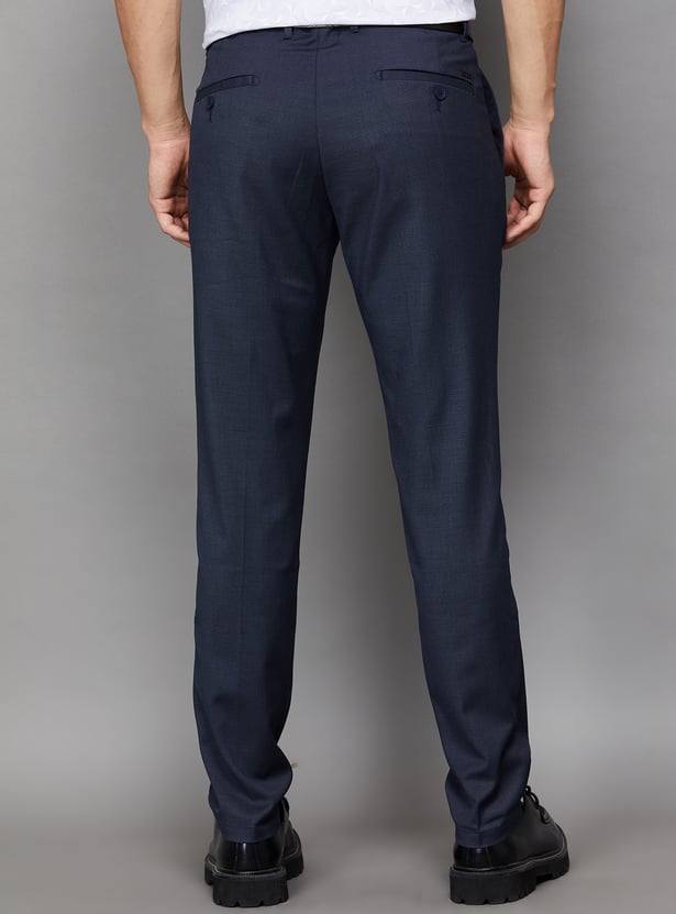 LOUIS PHILIPPE Solid Comfy Tapered Fit Formal Trousers