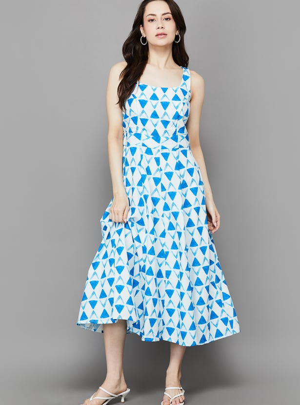 AND Geometric Print A-Line Dress