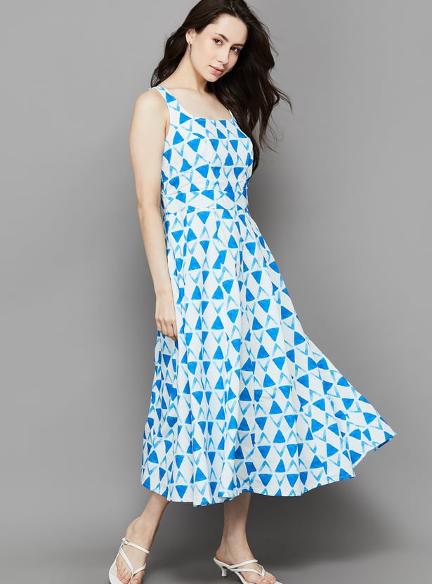 AND Geometric Print A-Line Dress