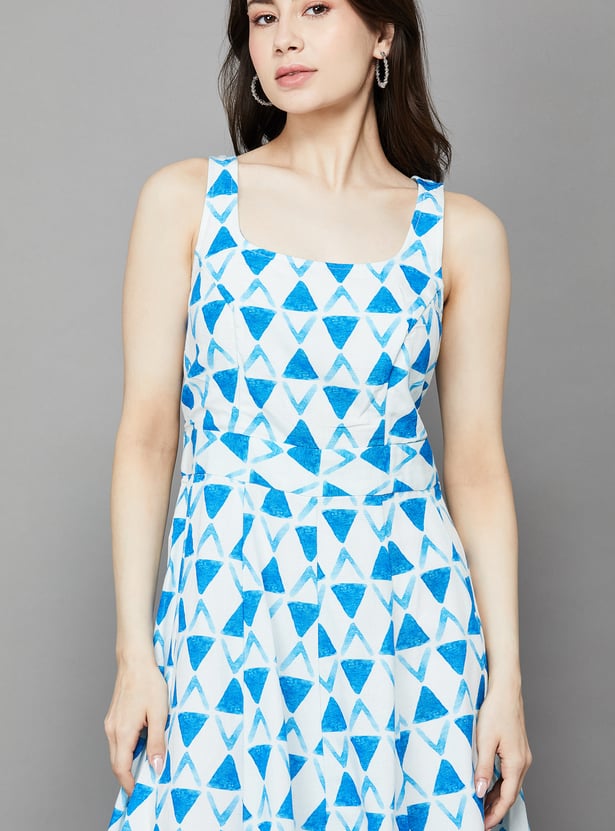 AND Geometric Print A-Line Dress