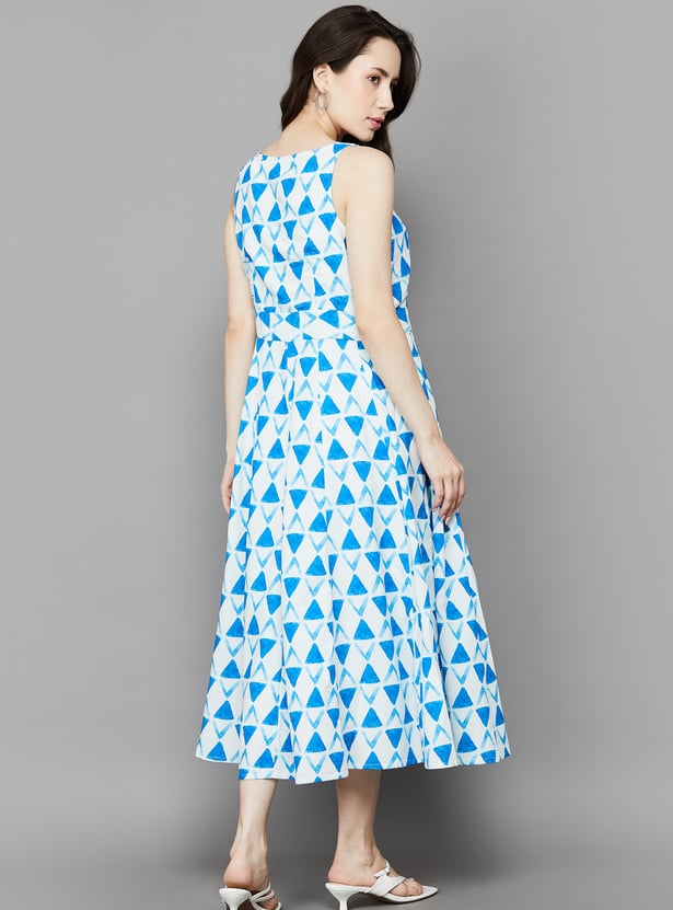 AND Geometric Print A-Line Dress