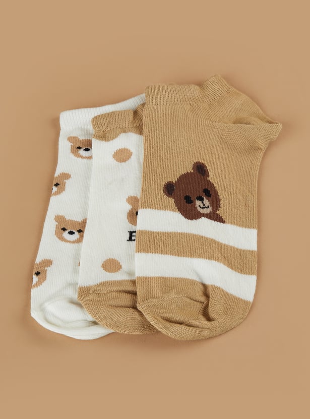 GINGER Bear No Show Socks - Pack 3