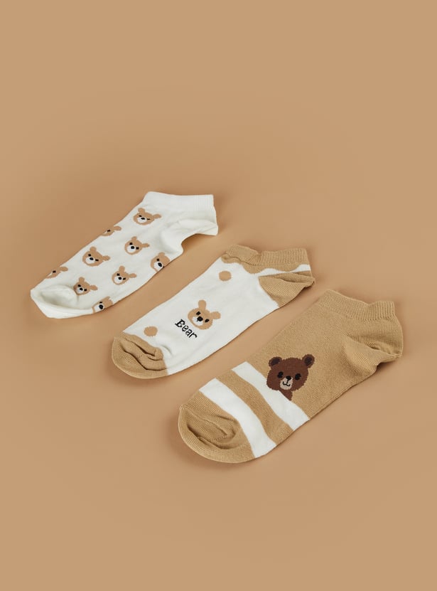 GINGER Bear No Show Socks - Pack 3