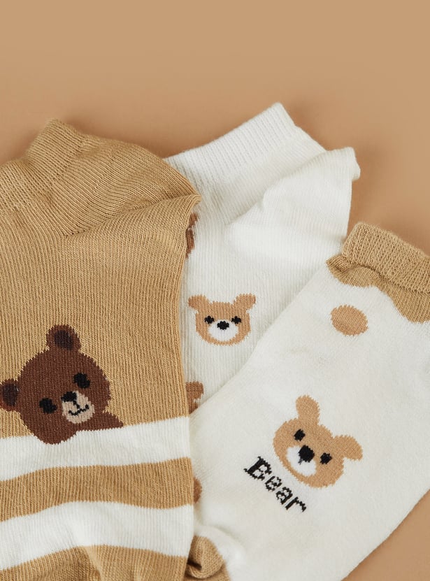 GINGER Bear No Show Socks - Pack 3
