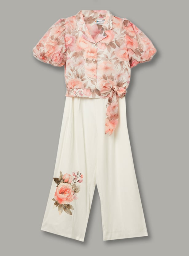 PEPPERMINT Girls Printed Top with Trousers Set