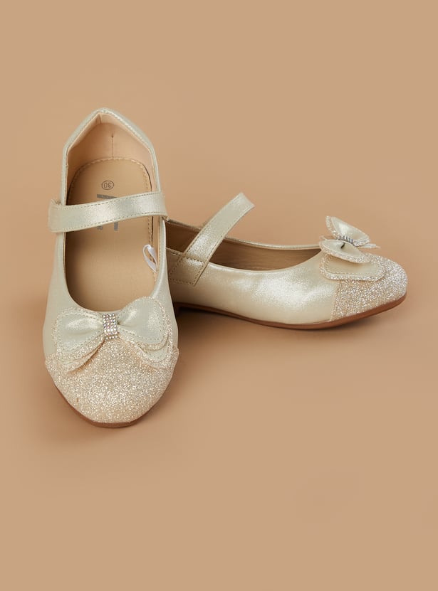 FAME FOREVER Girls Glitter Bow Ballerinas