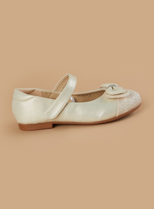 FAME FOREVER Girls Glitter Bow Ballerinas
