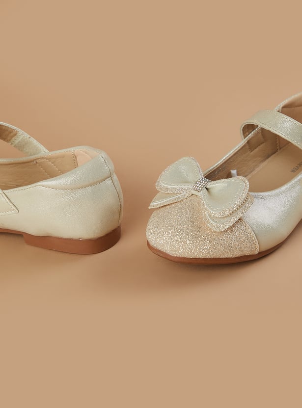 FAME FOREVER Girls Glitter Bow Ballerinas