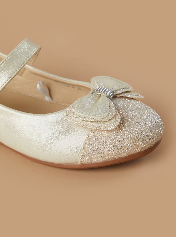FAME FOREVER Girls Glitter Bow Ballerinas