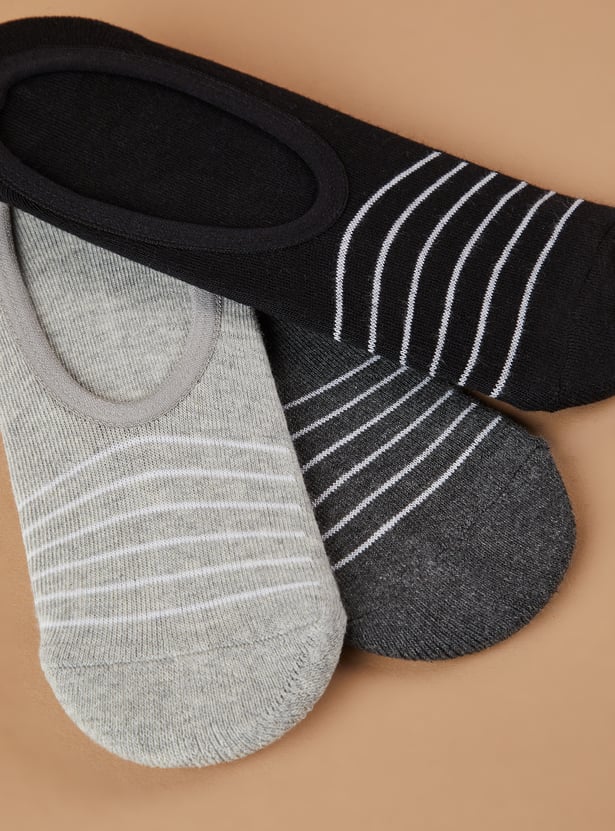 FORCA Striped No Show Socks - Pack of 3