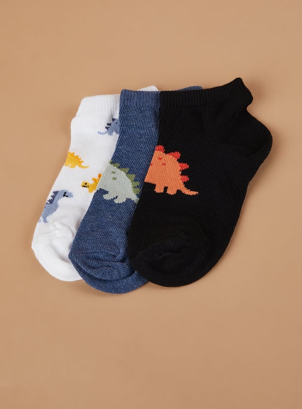 FAME FOREVER Dinosaur Ankle Length Socks - Pack of 3