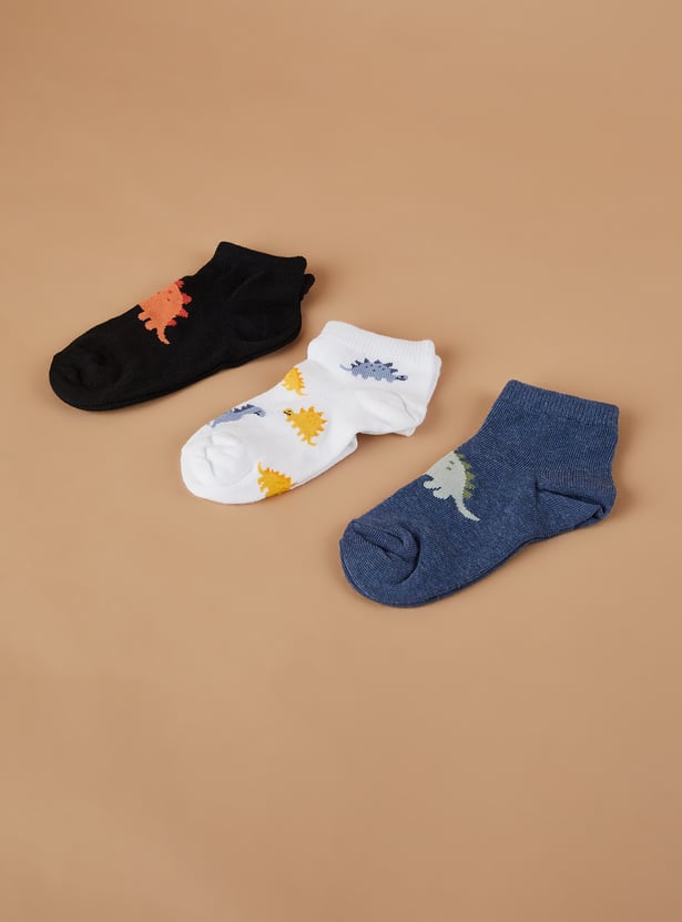 FAME FOREVER Dinosaur Ankle Length Socks - Pack of 3