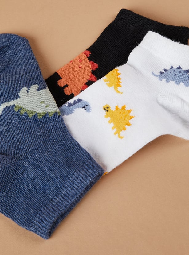 FAME FOREVER Dinosaur Ankle Length Socks - Pack of 3