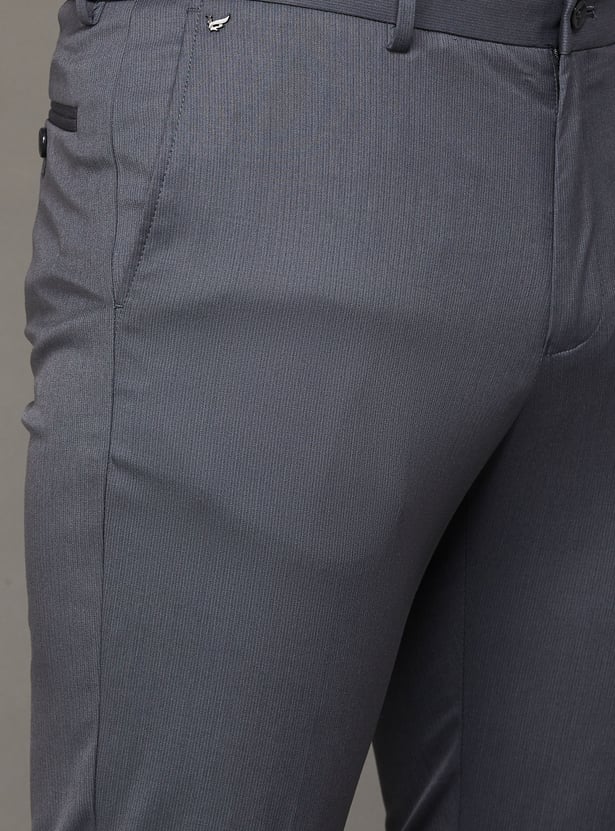 BLACKBERRYS Solid Slim Straight Formal Trousers