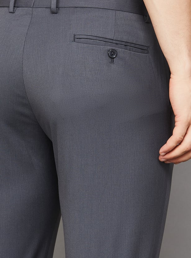 BLACKBERRYS Solid Slim Straight Formal Trousers