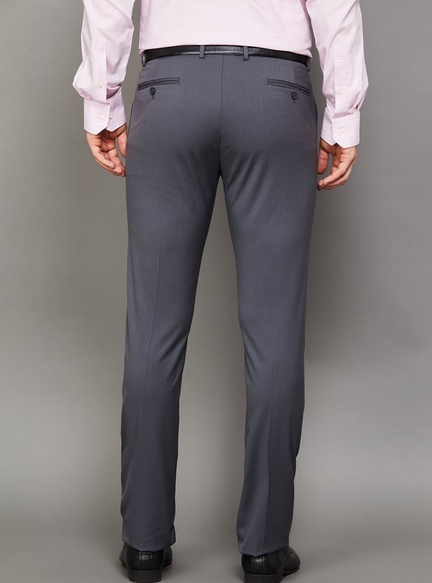 BLACKBERRYS Solid Slim Straight Formal Trousers