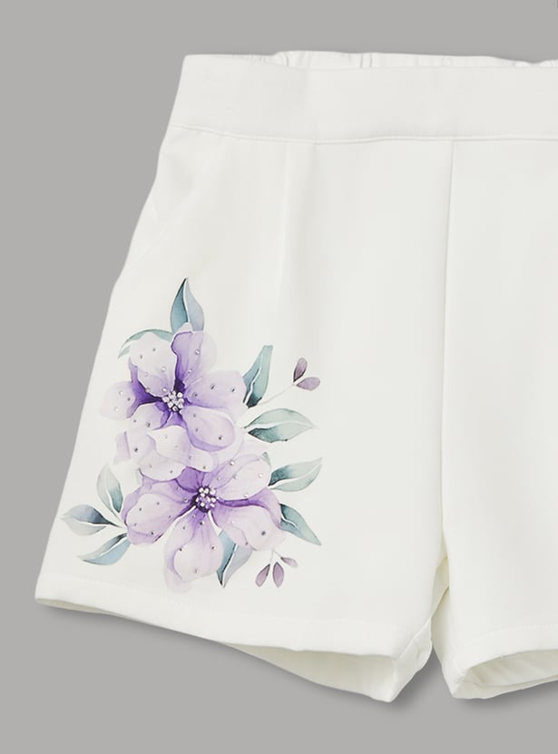 PEPPERMINT Girls Layered Top and Printed Shorts