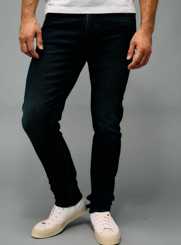AMERICAN EAGLE Solid Dark Wash Slim Tapered Jeans