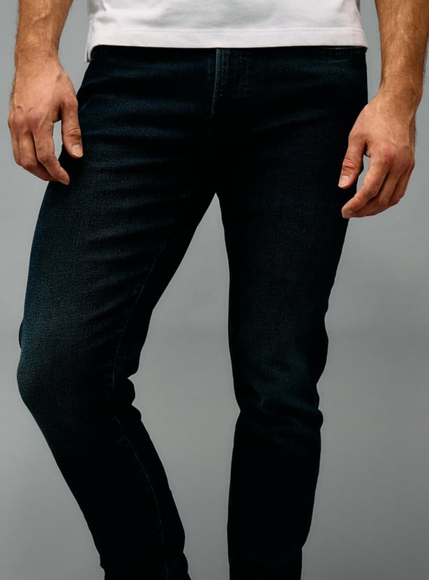AMERICAN EAGLE Solid Dark Wash Slim Tapered Jeans