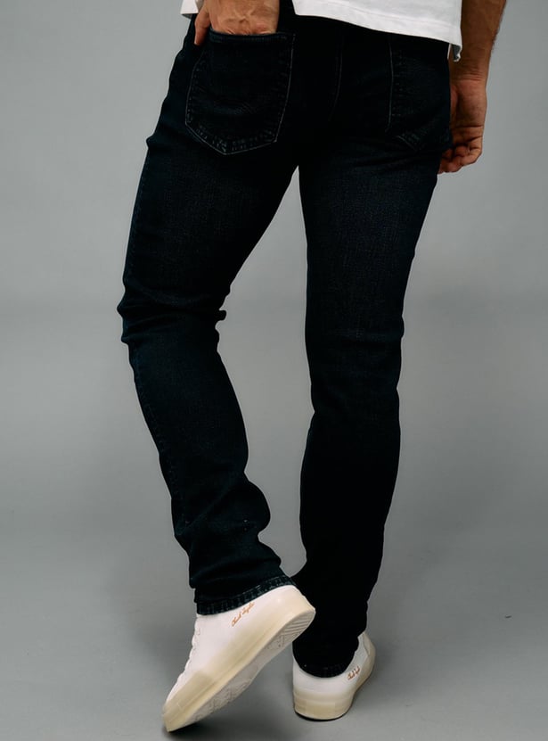 AMERICAN EAGLE Solid Dark Wash Slim Tapered Jeans