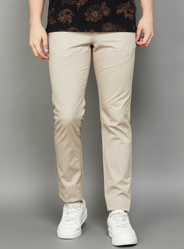INDIAN TERRAIN Solid Brooklyn Trousers (Slim Straight)