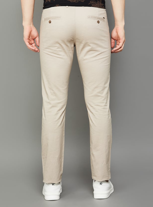 INDIAN TERRAIN Solid Brooklyn Trousers (Slim Straight)