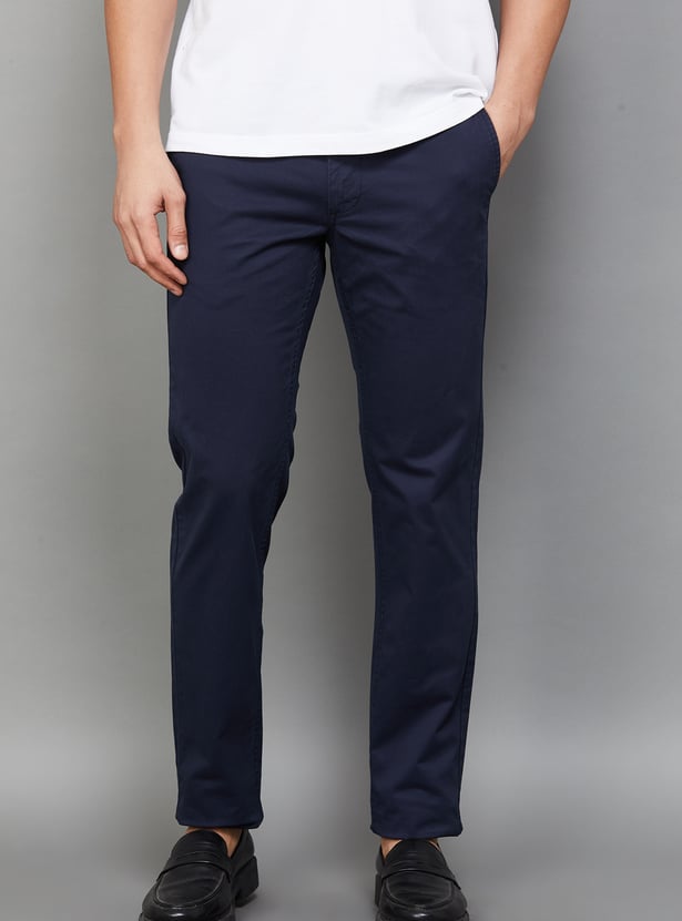 INDIAN TERRAIN Solid Brooklyn Trousers (Slim Straight)