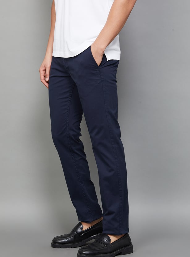 INDIAN TERRAIN Solid Brooklyn Trousers (Slim Straight)
