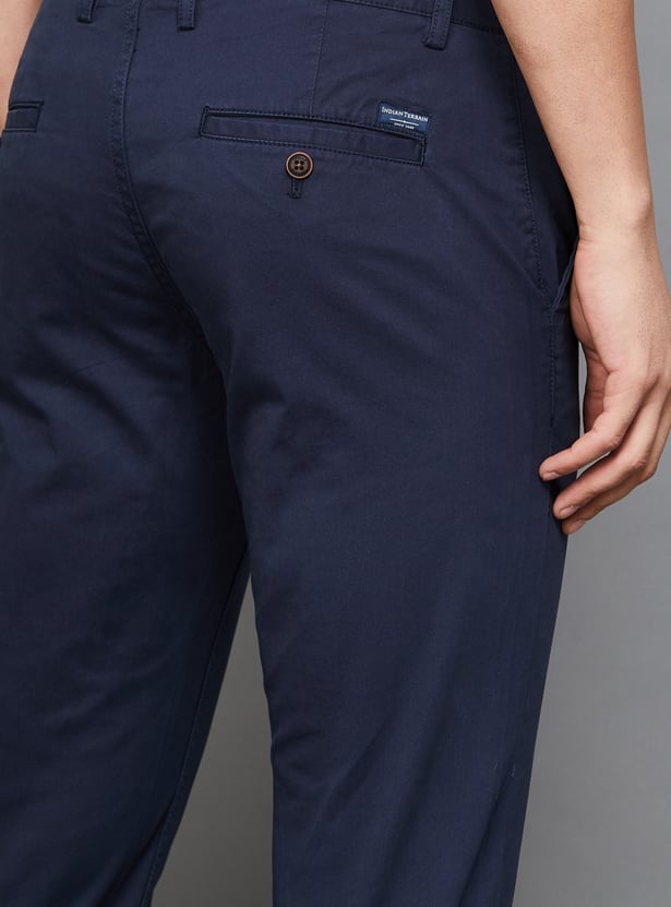 INDIAN TERRAIN Solid Brooklyn Trousers (Slim Straight)