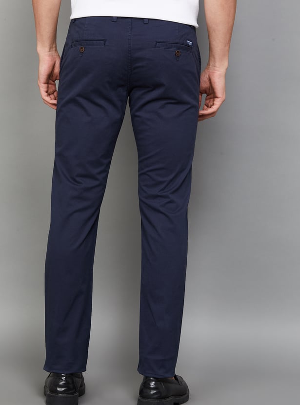 INDIAN TERRAIN Solid Brooklyn Trousers (Slim Straight)