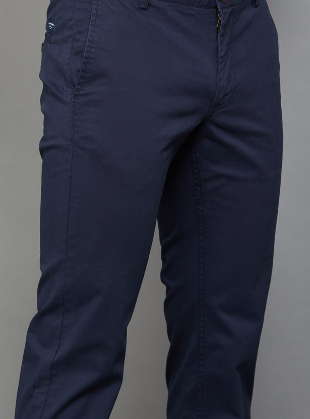 INDIAN TERRAIN Solid Brooklyn Trousers (Slim Straight)