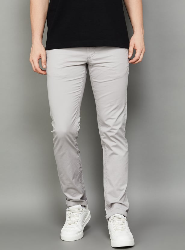 INDIAN TERRAIN Solid Brooklyn Trousers (Slim Straight)