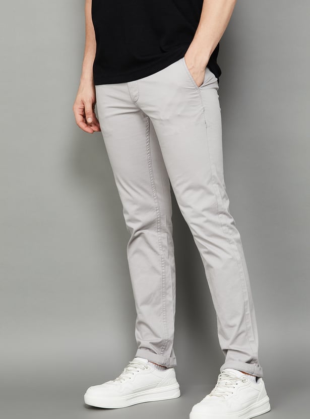 INDIAN TERRAIN Solid Brooklyn Trousers (Slim Straight)