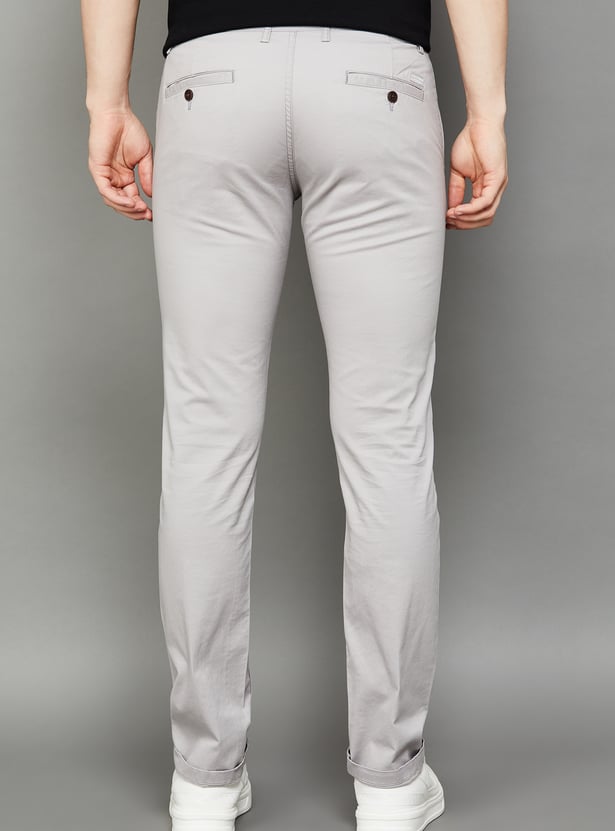 INDIAN TERRAIN Solid Brooklyn Trousers (Slim Straight)