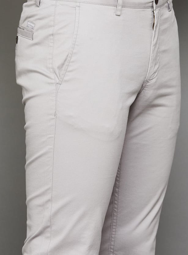 INDIAN TERRAIN Solid Brooklyn Trousers (Slim Straight)