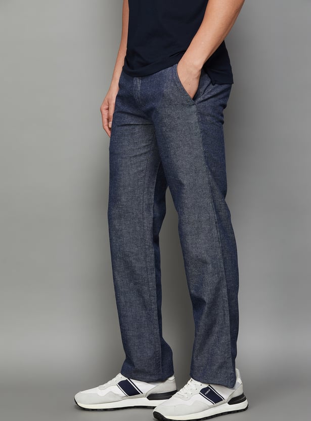 COLORPLUS Solid Regular Fit Trousers