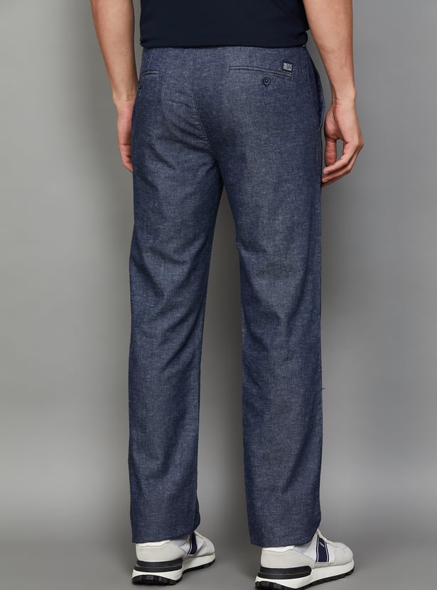 COLORPLUS Solid Regular Fit Trousers