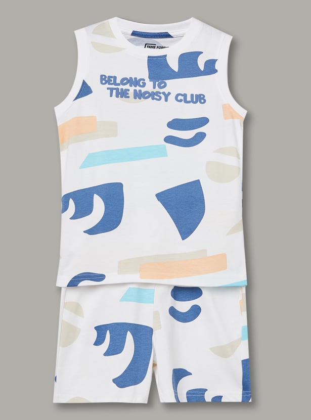 FAME FOREVER Boys Printed T-shirt and Shorts Set