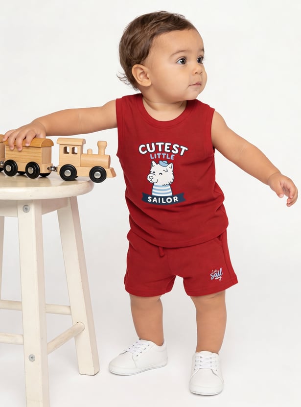 FAME FOREVER Boys Printed T-shirt with Shorts