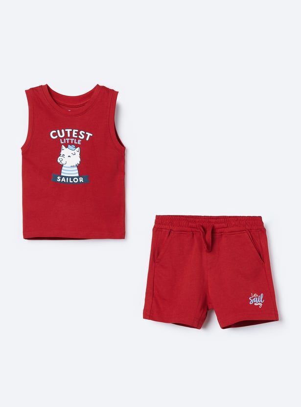 FAME FOREVER Boys Printed T-shirt with Shorts