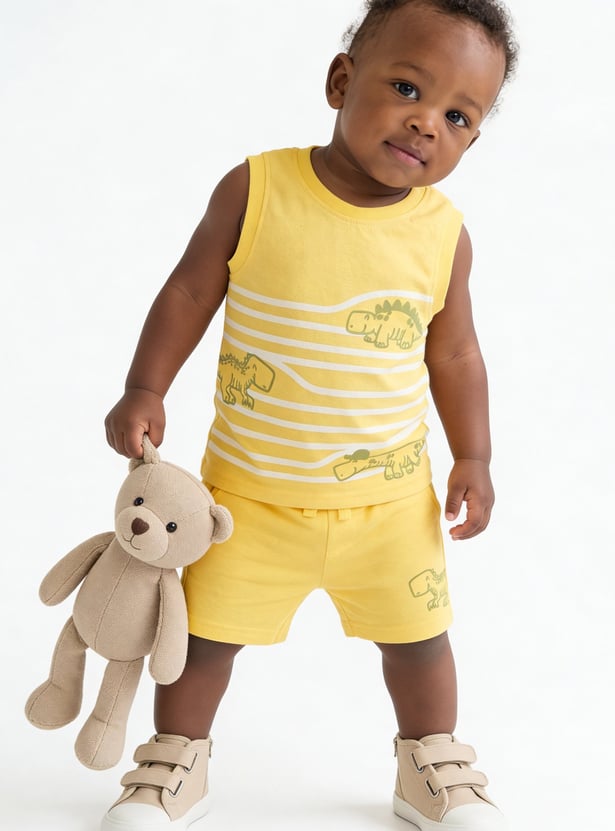 FAME FOREVER Boys Dinosaur Print T-shirt and Shorts