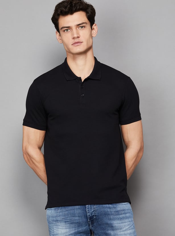 CELIO Solid Polo T-shirt