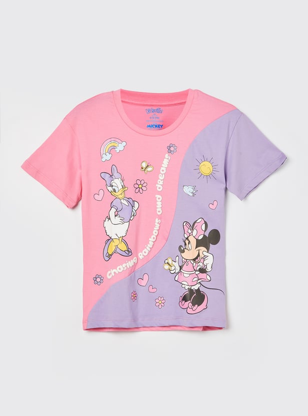 KIDSVILLE Girls Minnie Mouse Print T-shirt