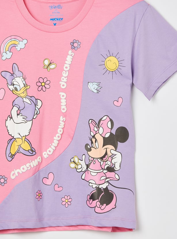 KIDSVILLE Girls Minnie Mouse Print T-shirt