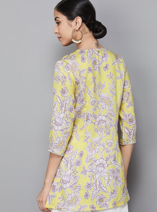 W Floral Print V-Neck Top