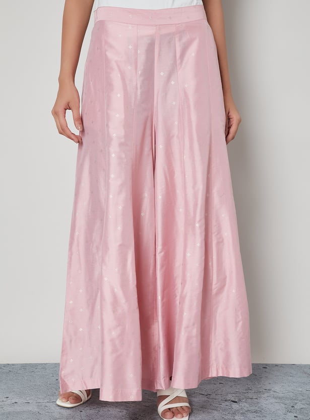 MELANGE Woven Design Flared Palazzos
